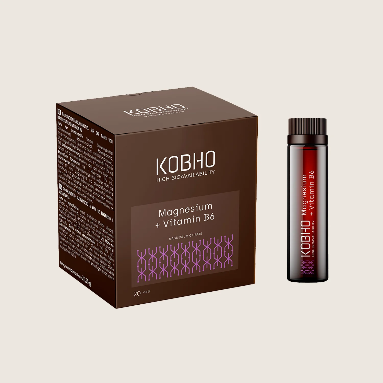 MAGNESIO + VITAMINA B6 KOBHO 20 VIALES